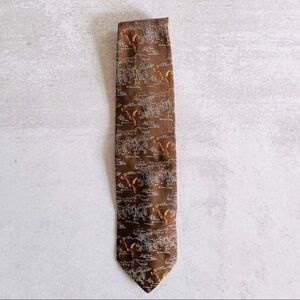 Vintage Gentry Beau Brummell Birds and Trees Thick/Wide Tie- Brown